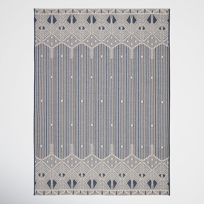 Grafton Cream/Dark Blue Indoor/Outdoor Rug & Reviews Joss & Main